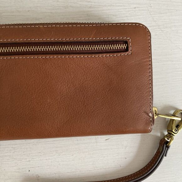Fossil Emma Clutch Wallet Wristlet Brown Leather Zip Around Classic - Picture 7 of 12